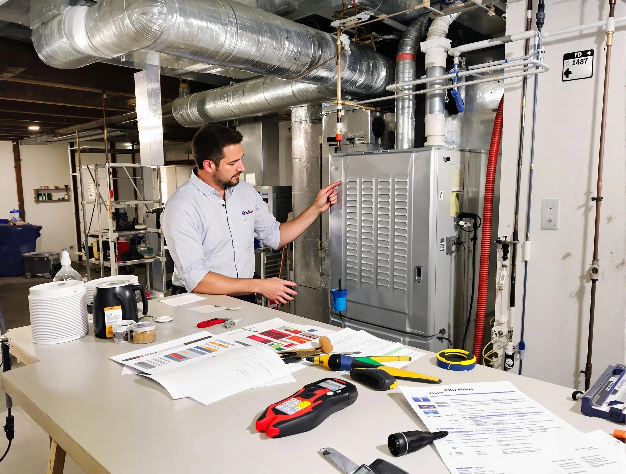 Kearns Air Duct Cleaning inspector conducting detailed filter system evaluation using professional diagnostic tools in Kearns