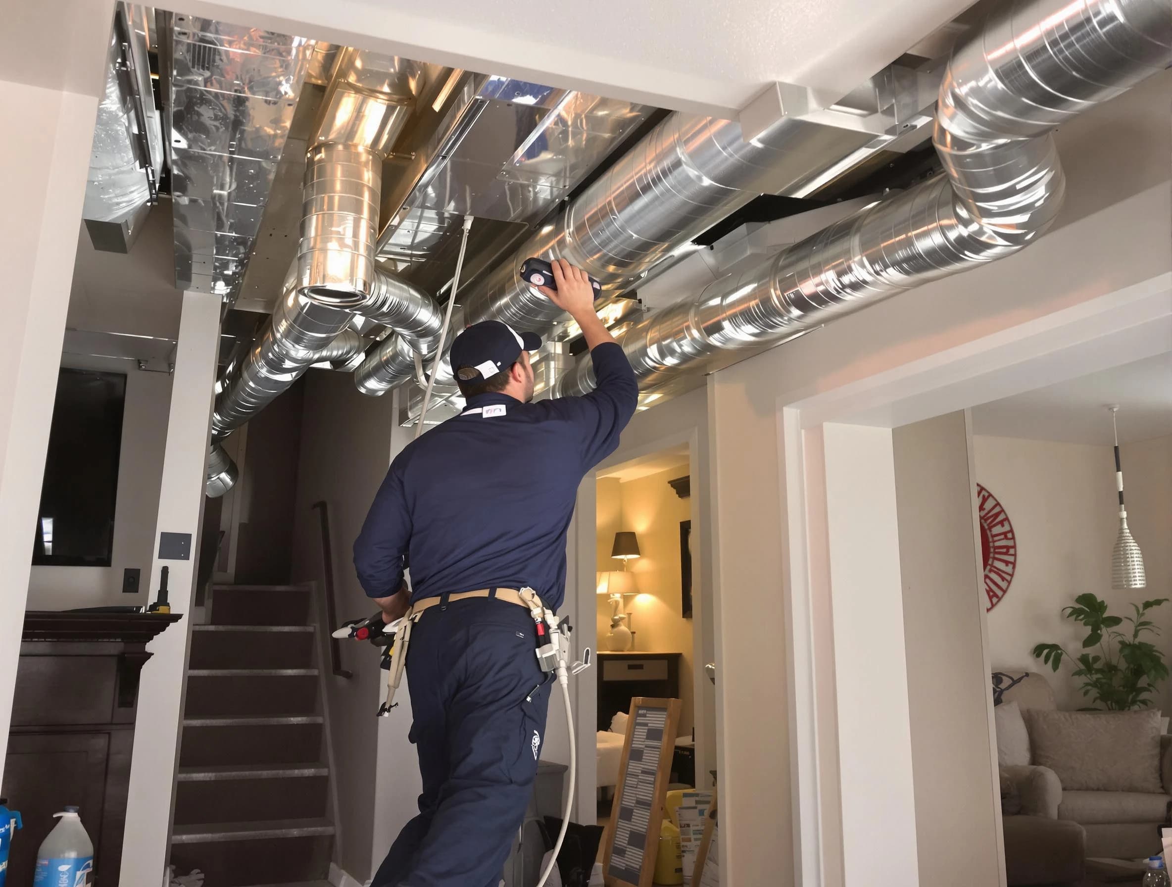 Kearns Air Duct Cleaning expert performing specialized duct cleaning in a mobile home in Kearns