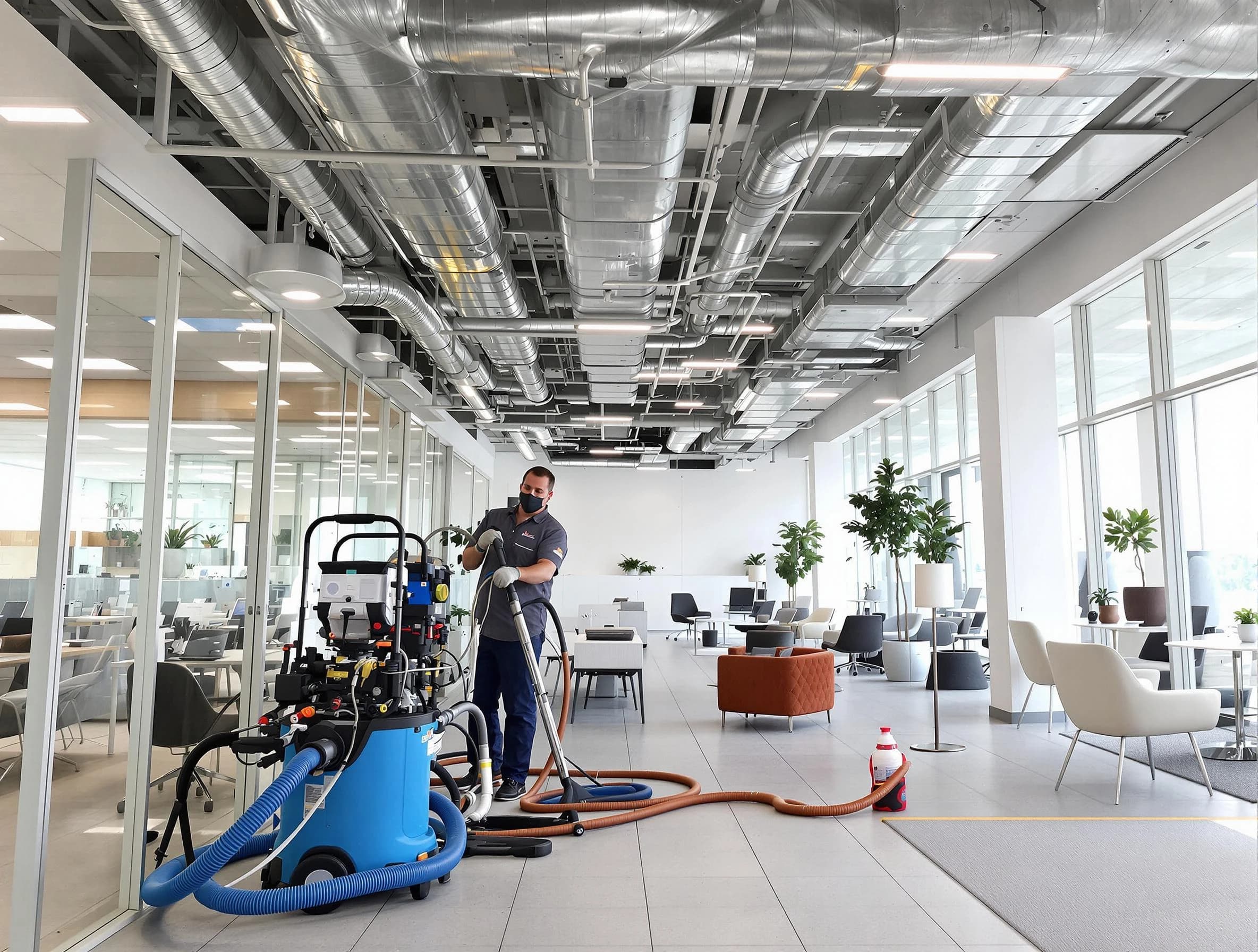 Kearns Air Duct Cleaning team conducting comprehensive commercial duct cleaning at a business location in Kearns