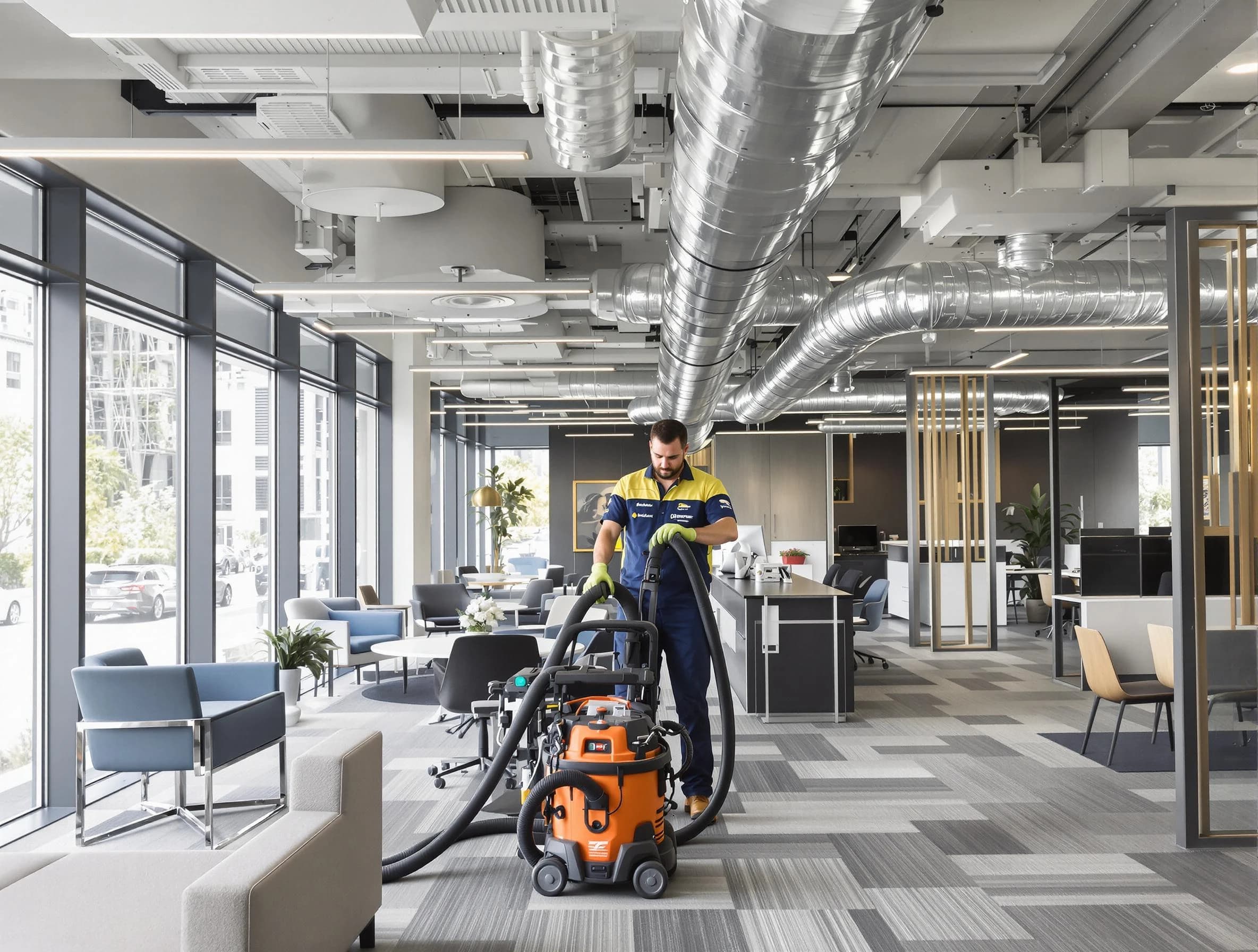 Kearns Air Duct Cleaning team performing thorough commercial duct cleaning at a Kearns business center