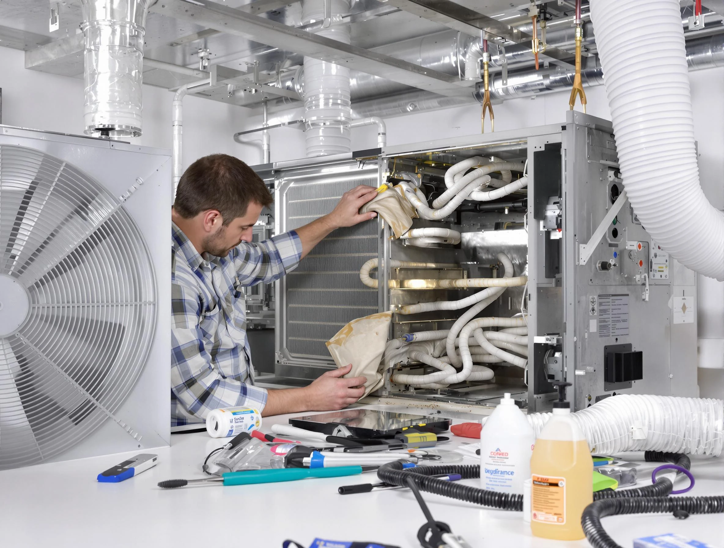 Kearns Air Duct Cleaning specialist performing precision AC coil cleaning in Kearns